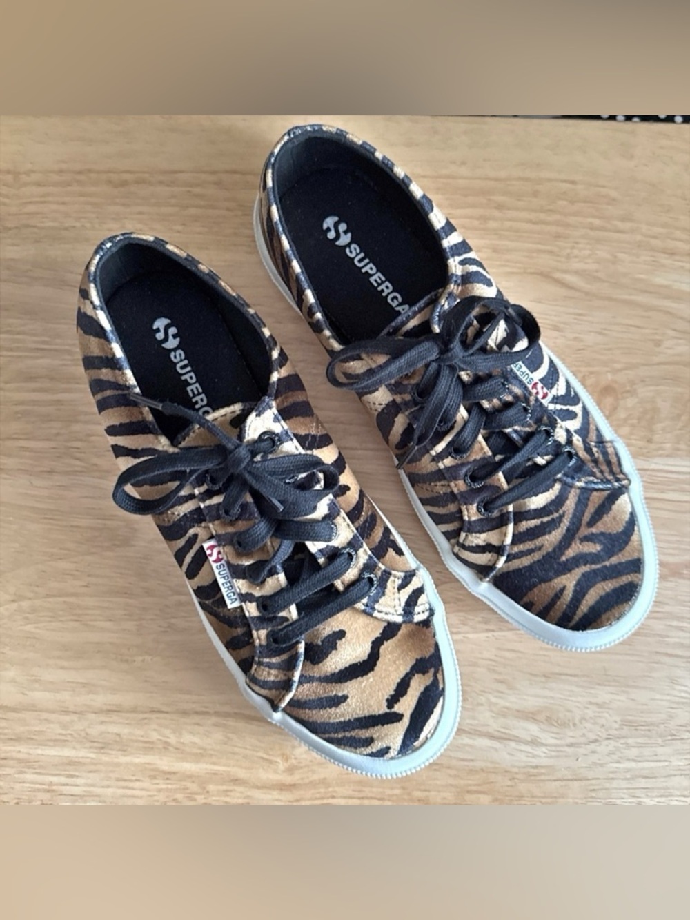 Superga Tiger Print Velvet Sneakers Size US 9.5